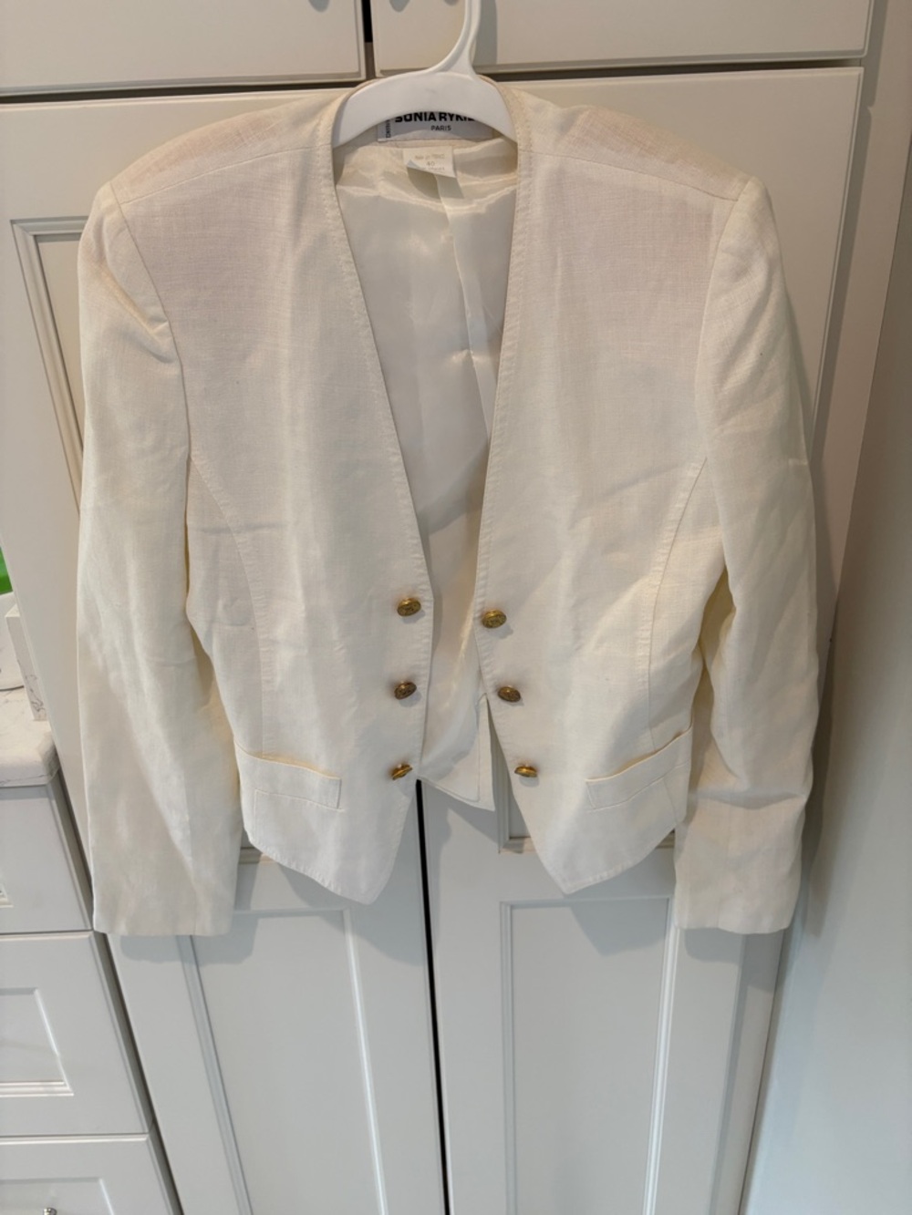 Sonia Rykiel Vintage White linen short Military style Blazer sz 40/US 6